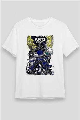 Afro Samurai Unisex Baskılı Beyaz Tişört - Tshirt