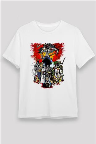 Afro Samurai Unisex Baskılı Beyaz Tişört - Tshirt
