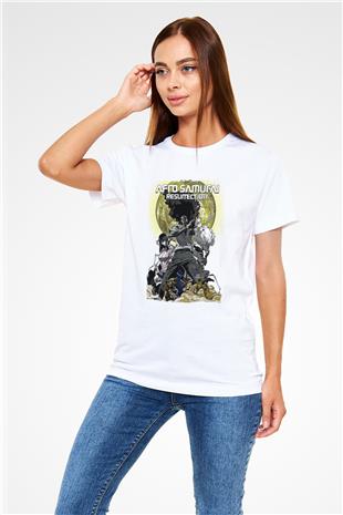 Afro Samurai Unisex Baskılı Beyaz Tişört - Tshirt