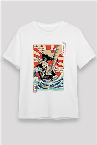 Afro Samurai Unisex Baskılı Beyaz Tişört - Tshirt