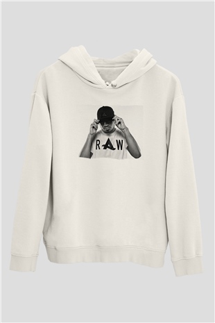Afrojack Beyaz Unisex Kapüşonlu Sweatshirt