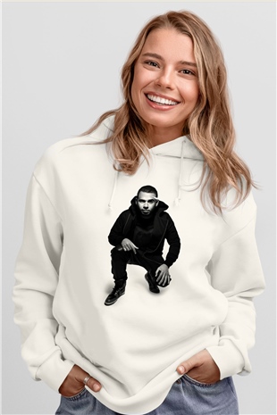 Afrojack Beyaz Unisex Kapüşonlu Sweatshirt