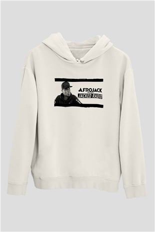 Afrojack Beyaz Unisex Kapüşonlu Sweatshirt