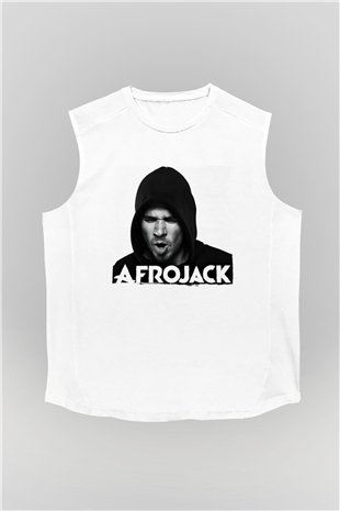 Afrojack Beyaz Unisex Kolsuz Tişört