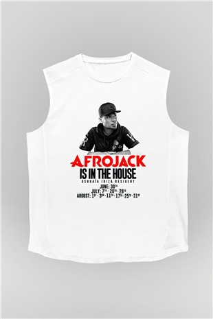 Afrojack Beyaz Unisex Kolsuz Tişört