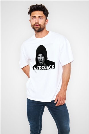Afrojack Beyaz Oversize Tişört Oversize T-shirt - TişörtFabrikası