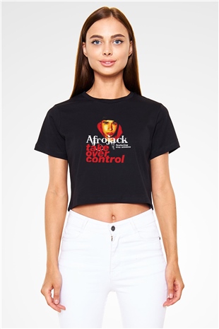 Afrojack Siyah  Crop Top Tişört