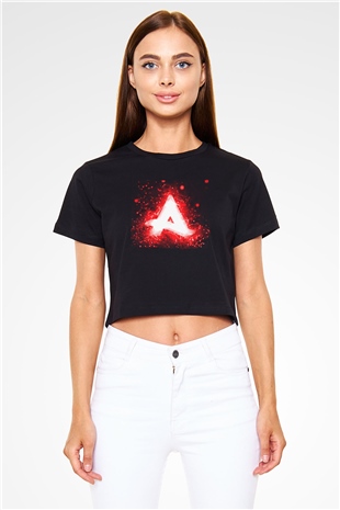 Afrojack Siyah  Crop Top Tişört