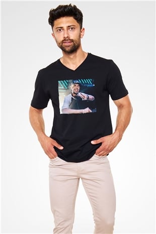 Afrojack Siyah Unisex V Yaka Tişört