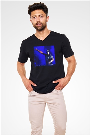 Afrojack Siyah Unisex V Yaka Tişört