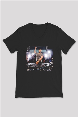 Afrojack Siyah Unisex V Yaka Tişört