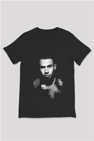 Afrojack Siyah Unisex V Yaka Tişört