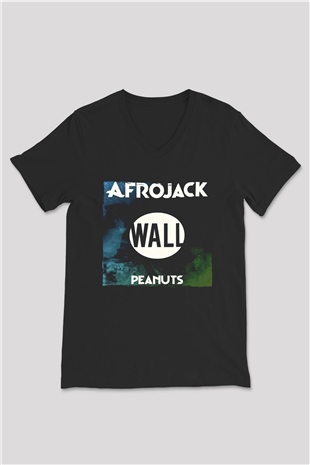 Afrojack Siyah Unisex V Yaka Tişört