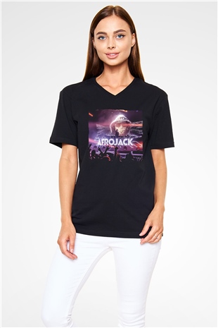 Afrojack Siyah Unisex V Yaka Tişört