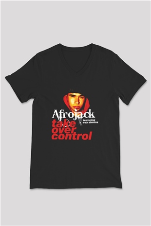 Afrojack Siyah Unisex V Yaka Tişört