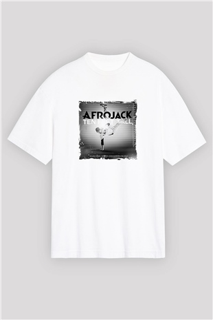 AfrojackBaskılı Beyaz Oversize Tişört