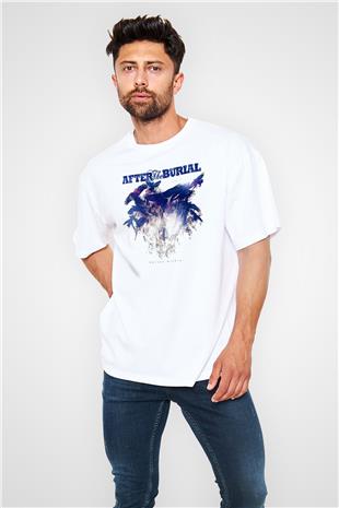 After The Burial Baskılı Beyaz Unisex Oversize Tişört - Tshirt