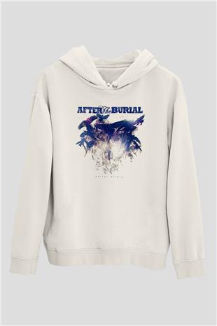 After The Burial Baskılı Beyaz Unisex Kapüşonlu Sweatshirt