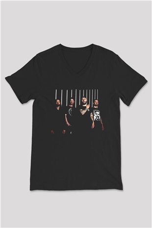 After The Burial Baskılı Unisex Siyah V Yaka Tişört - Tshirt