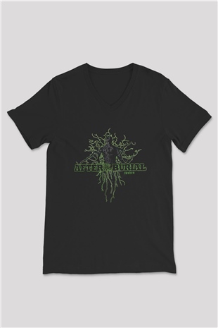 After The Burial Baskılı Unisex Siyah V Yaka Tişört - Tshirt