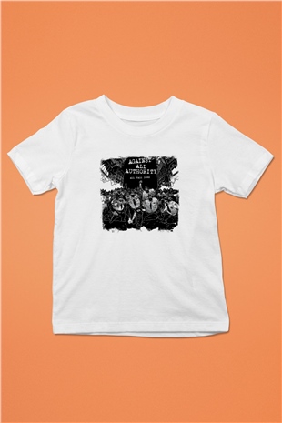 Against All Authority Baskılı Unisex Beyaz Çocuk Tişört
