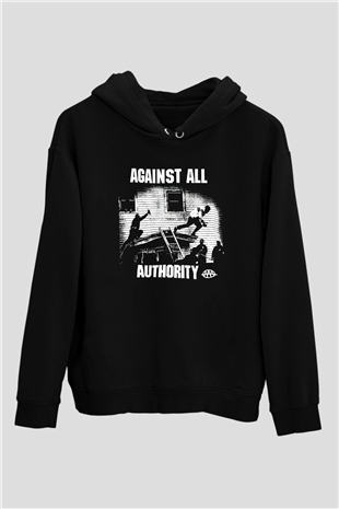 Against All Authority Siyah Unisex Hoodie