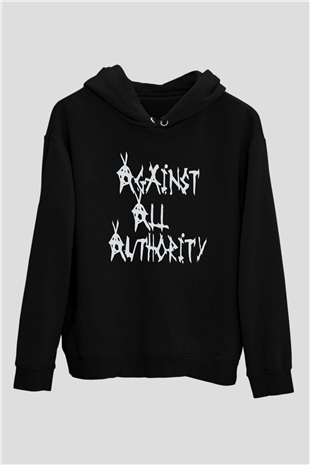 Against All Authority Siyah Unisex Kapüşonlu Sweatshirt
