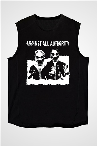 Against All Authority Siyah Unisex Kolsuz Tişört