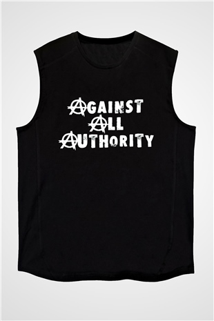 Against All Authority Siyah Unisex Kolsuz Tişört