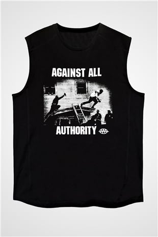 Against All Authority Siyah Unisex Kolsuz Tişört
