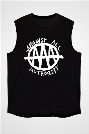 Against All Authority Siyah Unisex Kolsuz Tişört