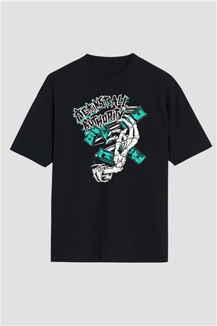 Against All Authority Siyah Unisex Oversize Tişört T-Shirt