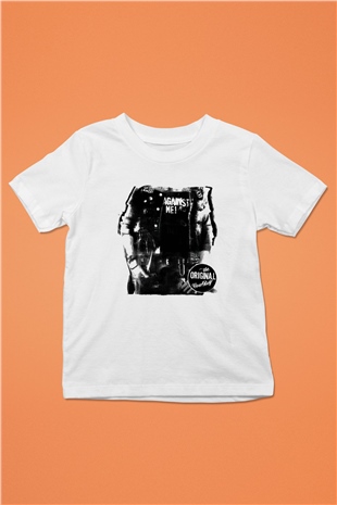 Against Me Baskılı Beyaz Unisex Çocuk Tişört