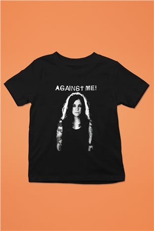 Against Me Baskılı Siyah Unisex Çocuk Tişört