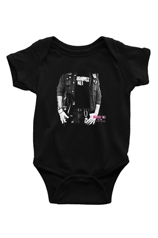 Against Me Baskılı Unisex Siyah Bebek Body - Zıbın