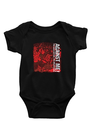 Against Me Baskılı Unisex Siyah Bebek Body - Zıbın