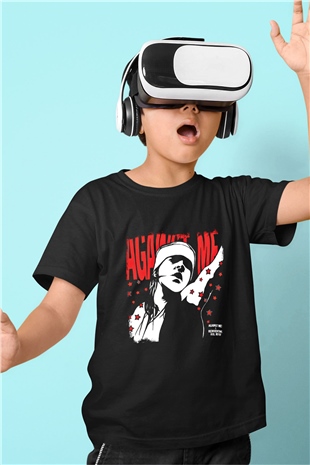 Against Me Baskılı Unisex Siyah Çocuk Tişört