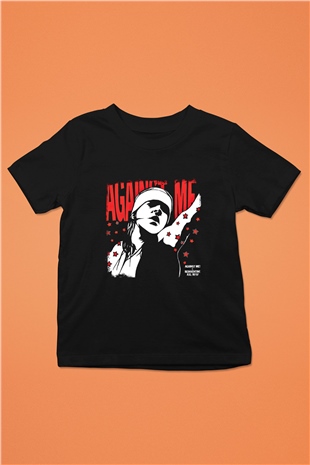 Against Me Baskılı Unisex Siyah Çocuk Tişört