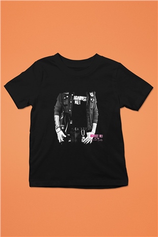 Against Me Baskılı Unisex Siyah Çocuk Tişört