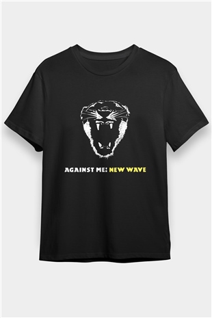 Against Me Baskılı Unisex Siyah Tişört