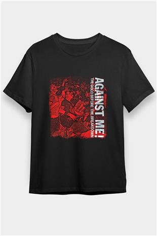 Against Me Baskılı Unisex Siyah Tişört