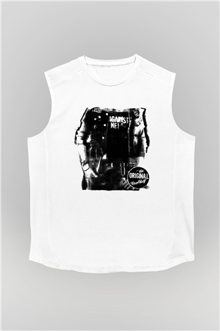 Against Me Beyaz Unisex Kolsuz Tişört