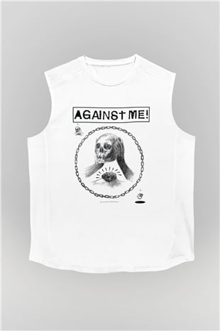 Against Me Beyaz Unisex Kolsuz Tişört