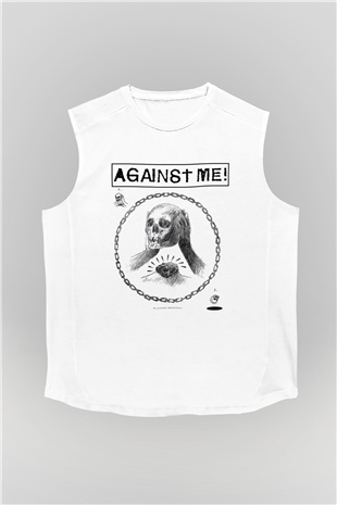 Against Me Beyaz Unisex Kolsuz Tişört