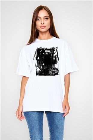 Against Me Beyaz Unisex Oversize Tişört T-Shirt