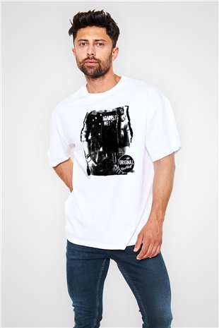 Against Me Beyaz Unisex Oversize Tişört T-Shirt