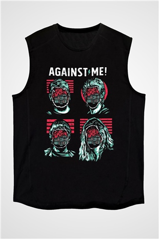 Against Me Siyah Unisex Kolsuz Tişört