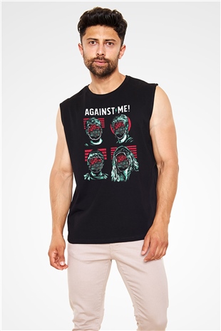 Against Me Siyah Unisex Kolsuz Tişört