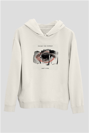 Against The Current Baskılı Unisex Beyaz Hoodie