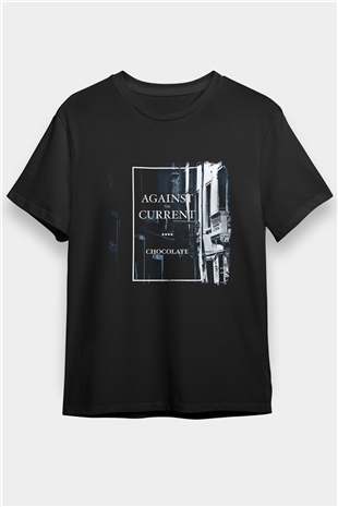 Against The Current Baskılı Unisex Siyah Tişört